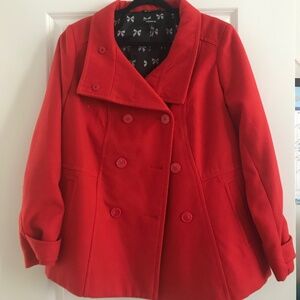 Torrid red double breasted pea coat